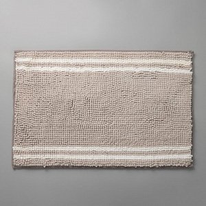 Коврик Доляна «Букли. Полосы», 50x80 см, цвет серо-белый