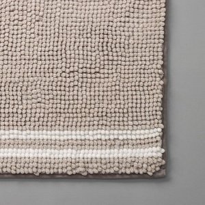 Коврик Доляна «Букли. Полосы», 50x80 см, цвет серо-белый