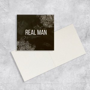Открытка-мини "Real man", 7 х 7 см