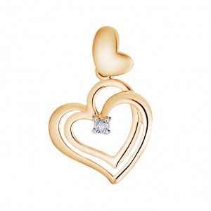 Золотая подвеска "Сердце" с бриллиантом