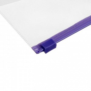 Папка-конверт на ZIP-молнии А4, 120 мкм, ErichKrause Fizzy Clear Pastel, тиснение, прозрачная, набор 4 шт., микс цветных застежок