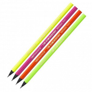 Карандаш чернографитный HB, BIC Evolution Fluo, неоновые цвета корпуса, микс