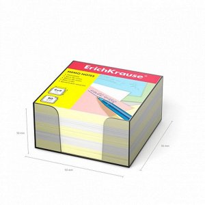 Блок бумаги для записей ErichKrause, 9x9x5 см, белый/желтый, в пластиковом боксе, люкс
