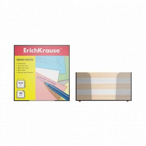 Блок бумаги для записей ErichKrause, 9 x 9 x 5 см, в пластиковом боксе, люкс, белый/персиковый