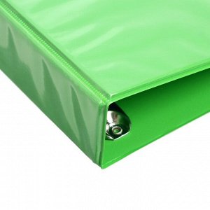Папка, формат А4, 40 мм "Панорама" на 4-х кольцах, с передним прозрачным карманом, зелёная, до 250 листов