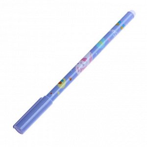 Ручка гелевая со стираемыми чернилами, стержень синий 0,38 мм, "Зайка" МИКС (штрихкод на штуке)