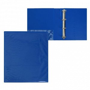 Папка, формат А4, 60 мм "Панорама" на 4-х кольцах, с передним прозрачным карманом, синяя, до 400 листов