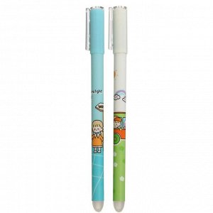 Ручка гелевая со стираемыми чернилами, стержень синий 0,5 мм, корпус с рисунком МИКС