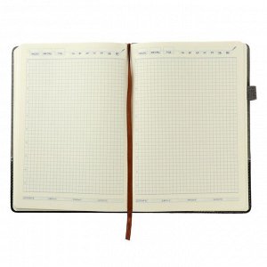 Ежедневник недатированный формат А5+, 120 листов в клетку, обложка кожзам, с хлястиком