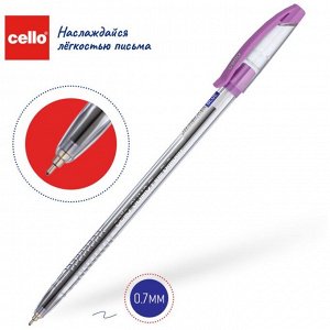 Ручка шариковая Cello Slimo Drum, узел 0.7 мм, стержень синий, пластиковый стакан, микс