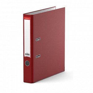 Папка-регистратор А4, 50мм "Бизнес", собранная, бордовая, пластиковый карман, металлический кант, картон 2мм, вместимость 350 листов
