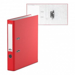 Папка-регистратор А4, 50мм "Бизнес", собранная, красная, пластиковый карман, металлический кант, картон 2мм, вместимость 350 листов