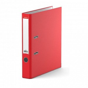 Папка-регистратор А4, 50мм "Бизнес", собранная, красная, пластиковый карман, металлический кант, картон 2мм, вместимость 350 листов