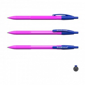 Ручка шариковая автоматическая ErichKrause R-301 Neon Matic, узел 0.7 мм, чернила синие, длина линии письма 2000 метров