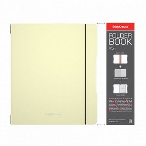 Тетрадь А5+, 96 листов в клетку ErichKrause "FolderBook Pastel" на резинке, сьемная желтая пластиковая обложка, блок офсет, белизна 100%