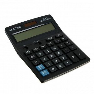 Калькулятор настольный большой 12-разрядный, SKAINER SK-111, двойное питание, двойная память, 140 x 176 x 45 мм, черный