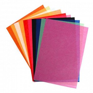 Бумага цветная тишью А4, 10 цветов, 10 листов "Цветное ассорти", обложка мелованный картон, ВД-лак, плотность 25 г/м?