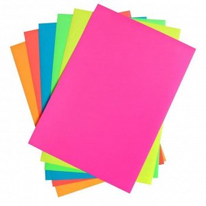 Бумага цветная самоклеящаяся А4, 6 листов, 6 цветов, флуоресцентная