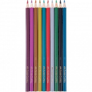 Карандаши цветные Faber-Castell, 10 цветов, металлик, заточенные, в картонной упаковке