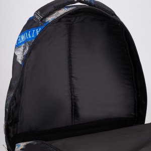Рюкзак, отдел на молнии, 2 наружных кармана, 2 боковых кармана, цвет синий/чёрный