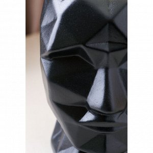 Ваза керамическая "Кай", настольная, чёрная, муар, 19 см