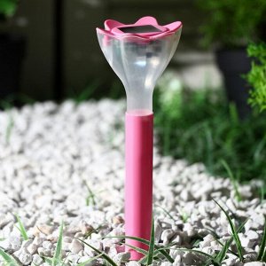 Фонарь садовый на солнечной батарее "Цветок розовый", 29 см, d=6 см, 1 led, пластик