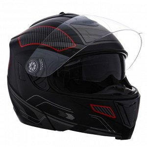 Шлем модуляр, графика, черно-красный, размер XL, FF839