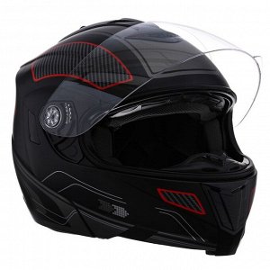 Шлем модуляр, графика, черно-красный, размер XL, FF839