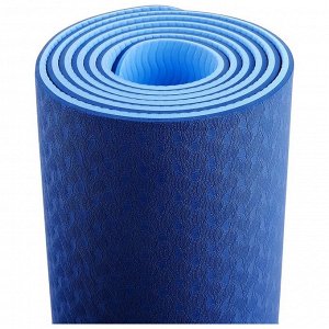 Коврик для йоги 183 ? 61 ? 0,6 см, двухцветный, цвет синий