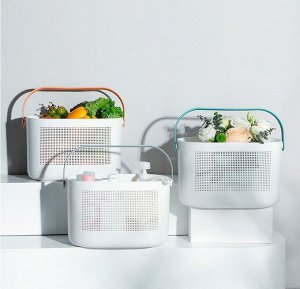 Корзина белая для хранения с ручкой 30*18*19см