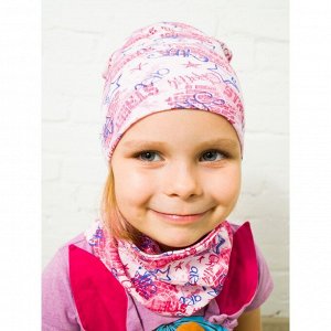 РИД КМ-1421 Шапка+шарф детская розовый-звезды