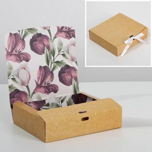 Коробка складная двухсторонняя «Цветочная», 20 × 18 × 5 см
