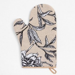 Варежка-прихватка «Доляна» Blooming garden, 20x27 см, 100% хлопок, ватин 250 г/м²
