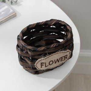 Кашпо для цветов плетёное Доляна FLOWER, 13x9,5x9 см, цвет тёмно-коричневый