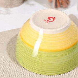 Салатник керамический Доляна «Подсолнух», 500 мл, d=14 см, цвет зелёный