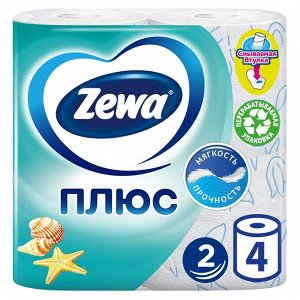 Туалетная бумага Zewa Плюс аромат «Свежесть океана», 2 слоя, 4 рулона