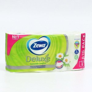 Туалетная бумага Zewa Deluxe Camomile Comfort, 3 слоя, 8 шт.