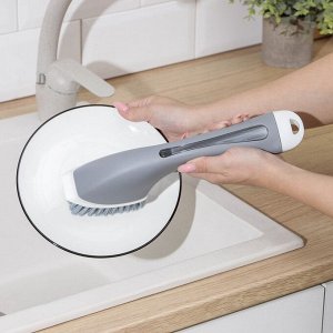 Щётка для мытья посуды с дозатором «Быстрая уборка», цвет серый