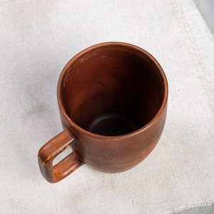 Кружка "Чайная", гладкая, красная глина, 0.3 л
