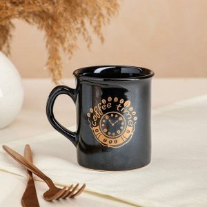 Кружка "Coffee time", тёмно-коричневая, керамика, 0.3 л