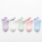 Набор коротких носков для девочки (5 пар), принт &quot;Бантик&quot;