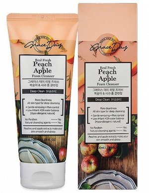 REAL FRESH PEACH & APPLE FOAM CLEANSER, Освежающая пенка для умывания с персиком и яблоком 100 мл 1/100