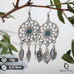 Серьги ассорти &quot;История&quot; листочки, цвет голубой в чернёном серебре