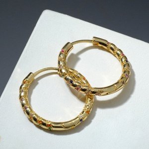 Серьги-кольца "Радуга" настроение, цветные в золоте