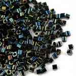 Бисер Японский TOHO BEADS CUBE 3 мм, 5 гр, цвет 84 темно зеленый бензиновый