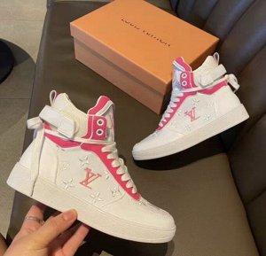 Высокие кроссовки, бело-розовые