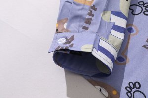 Рубашка унисекс, модель oversize, принт "Медведи", цвет синий