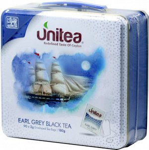 UNITEA. Earl Grey Black Tea 180 гр. жест.банка, 90 пак.