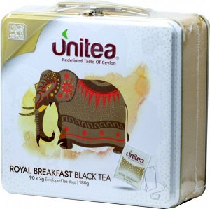 UNITEA. Royal English Breakfast Black Tea 180 гр. жест.шкатулка, 90 пак.