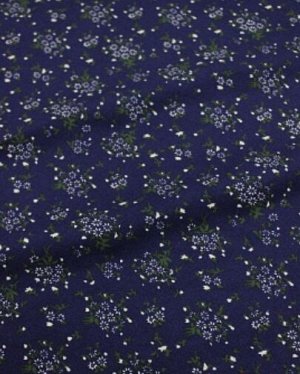 Теплый хлопок "Мелкое соцветие на чернильно-синем", ш.1.48м, хлопок-100%, 160гр/м.кв